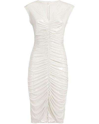 Norma Kamali Lamé Ruched Midi Dress - White
