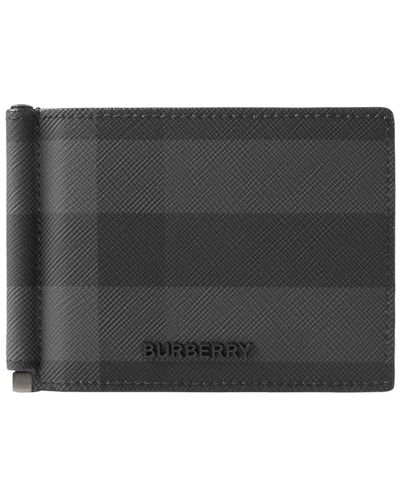Burberry Check Money Clip Wallet - Black