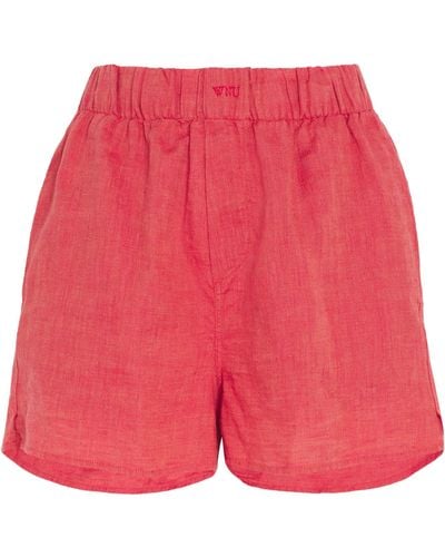 With Nothing Underneath Wnu The Boxer Linen - Red