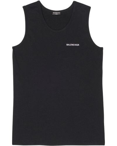 Balenciaga Sleeveless Logo Tank Top - Black