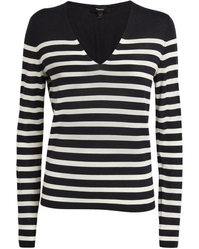 Theory Wool-blend Striped Sweater - Black