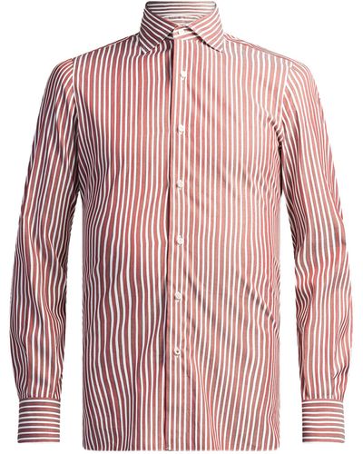 Isaia Cotton Striped Shirt - Pink