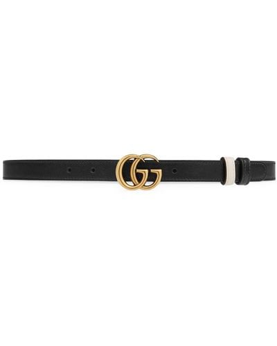 Gucci Reversible Gg Marmont Thin Belt - White