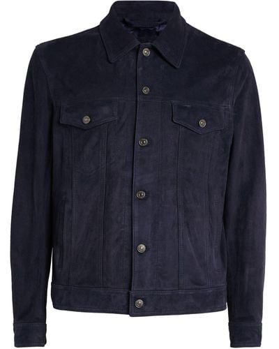 7 For All Mankind Suede Trucker Jacket - Blue