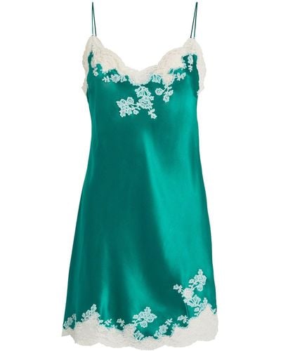 Carine Gilson Silk Lace-detail Slip Dress - Green