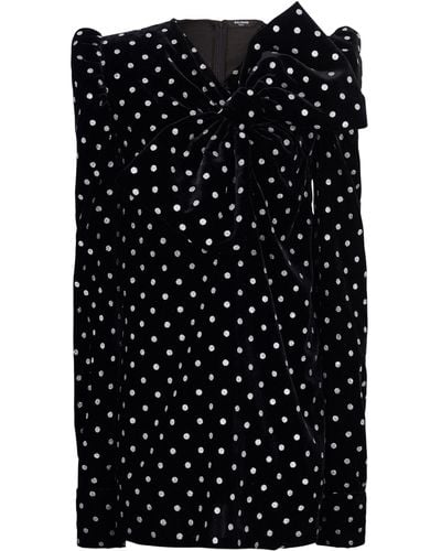 Balmain Metallic Polka-dot Mini Dress - Black