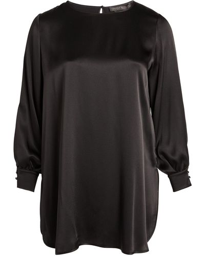 Marina Rinaldi Satin Puff-sleeved Tunic - Black