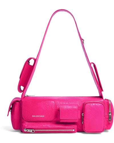 Balenciaga Leather Superbusy Shoulder Bag - Pink