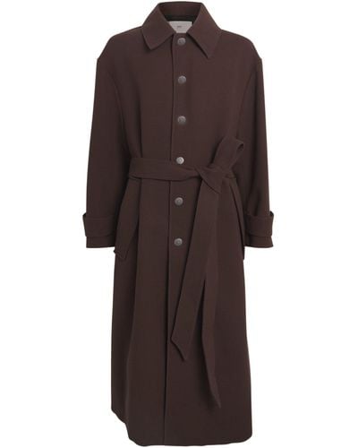Ami Paris Virgin Wool Overcoat - Brown