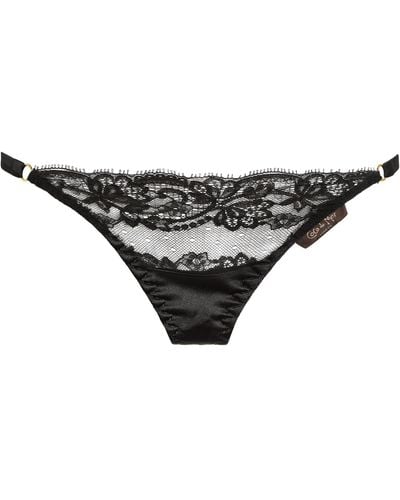 Coco De Mer Lace Bow-detail Thong - Black