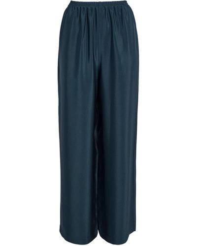 Eskandar Silk Wide-leg Trousers - Blue