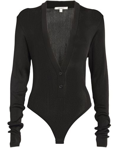 Nensi Dojaka Sheer Cardigan Bodysuit - Black