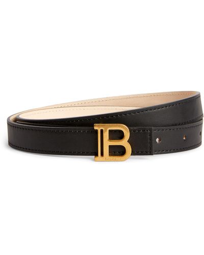 Balmain Leather Monogram Belt - Black