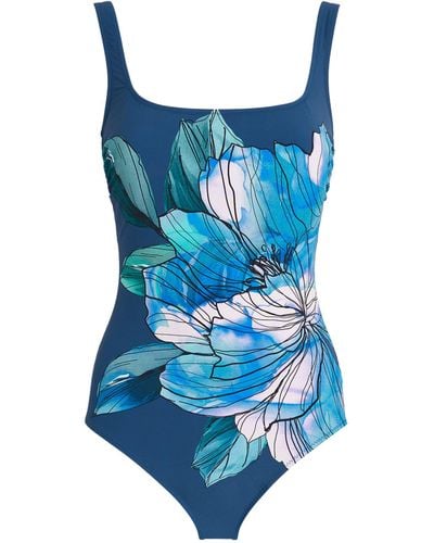 Gottex Floral Square-neck Swimsuit - Blue