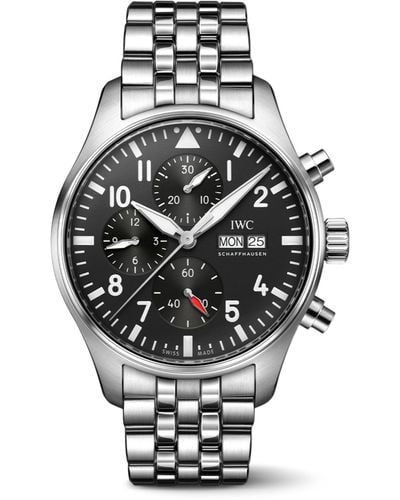 IWC Schaffhausen Stainless Steel Pilot Chronograph Automatic Watch 43mm - Metallic