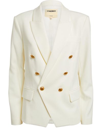 L'Agence Double-breasted Kenzie Blazer - White