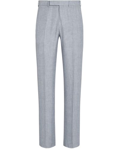 Zegna Prince Of Wales Check Trousers - Grey