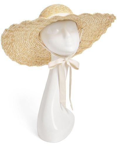 Lack of Color Straw Scalloped Dolce Hat - White