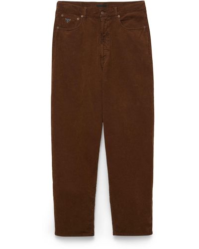 Prada Corduroy Wide-leg Trousers - Brown