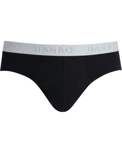 Hanro Cotton-blend Essentials Briefs (pack Of 2) - Black