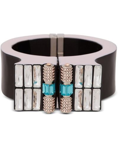 Balmain Rhinestone Cuff Bracelet - Black