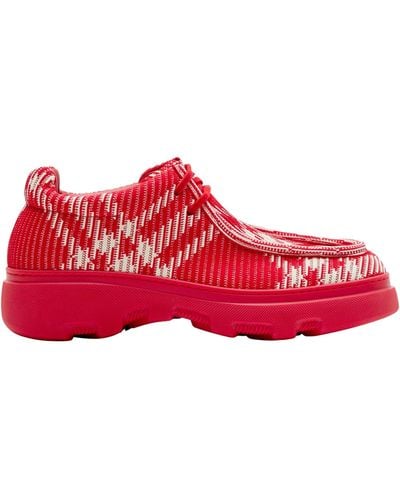 Burberry Check Creeper Shoes - Red