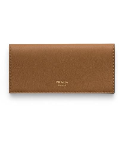 Prada Leather Envelope Wallet - Brown