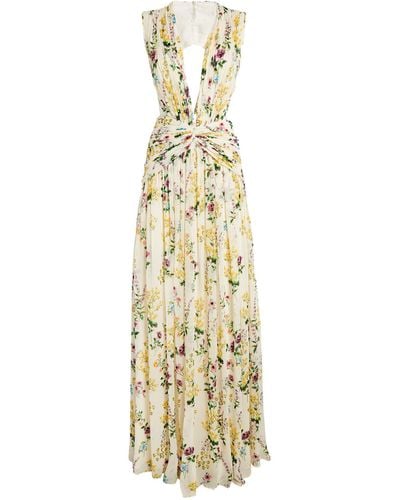 Costarellos Floral Martina Gown - Metallic