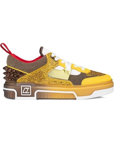 Christian Louboutin Astroloubi Leather Strass Sneakers - Yellow