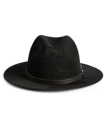 Emporio Armani Woven Fedora Hat - Black