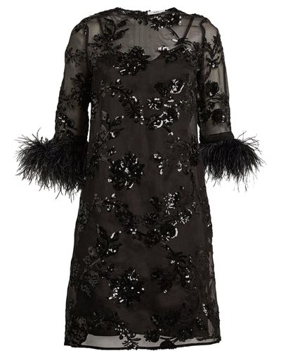 Erdem Silk Embellished Mini Dress - Black