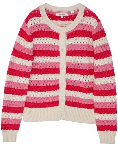 Chinti & Parker Crochet Striped Cardigan - Red
