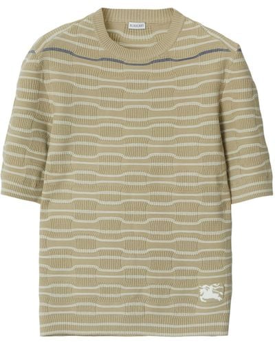 Burberry Stretch-cotton Ekd T-shirt - Natural