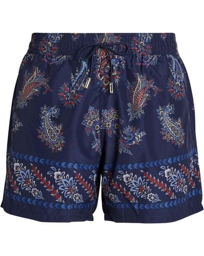 Etro Boarded Paisley Print Swim Shorts - Blue