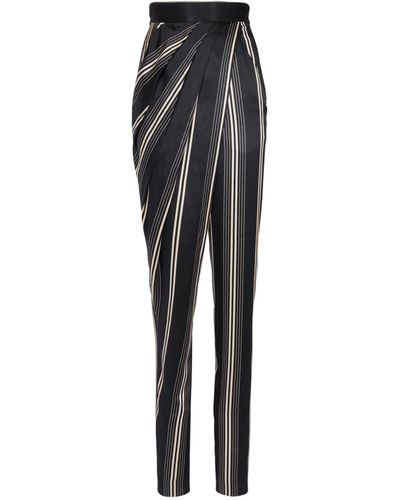 Balmain Silk Asymmetric Trousers - Black