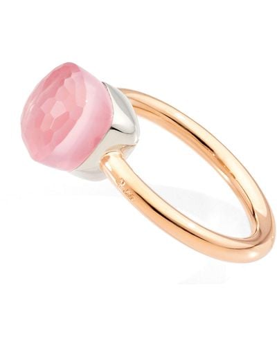 Pomellato Mixed Gold And Rose Quartz Nudo Ring - Pink
