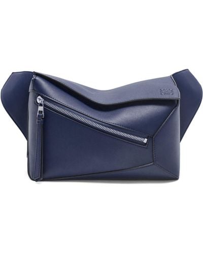 Loewe Small Leather Puzzle Edge Belt Bag - Blue