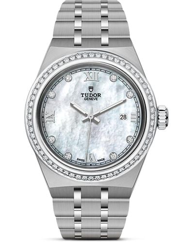 Tudor Day Date Stainless Steel And Diamond Watch 28mm - Metallic