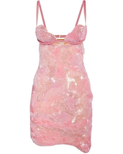 Nensi Dojaka Sequin-embellished Heartbeat Mini Dress - Pink
