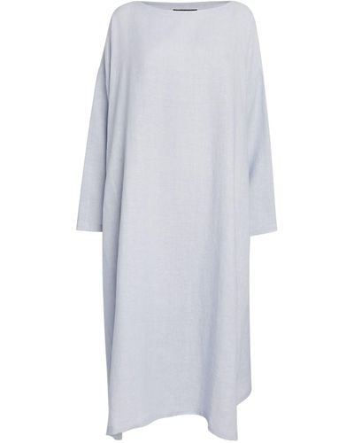 Eskandar Linen A-line Scoop-neck Dress - Blue