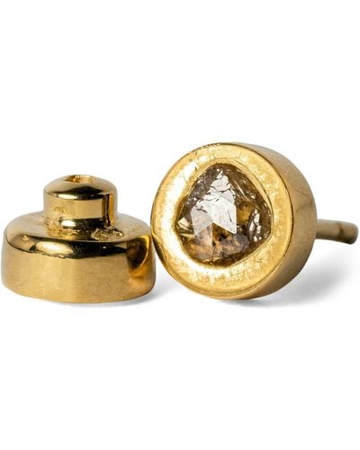 Parts Of 4 Gold-plated And Diamond Slab Single Stud Earring - Metallic