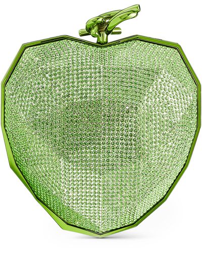 Jimmy Choo Crystal-embellished Heart Clutch Bag - Green