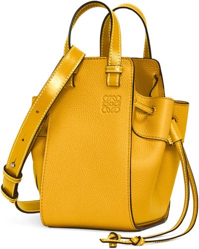 Loewe Mini Hammock Drawstring Bag In Soft Grained Calfskin - Yellow