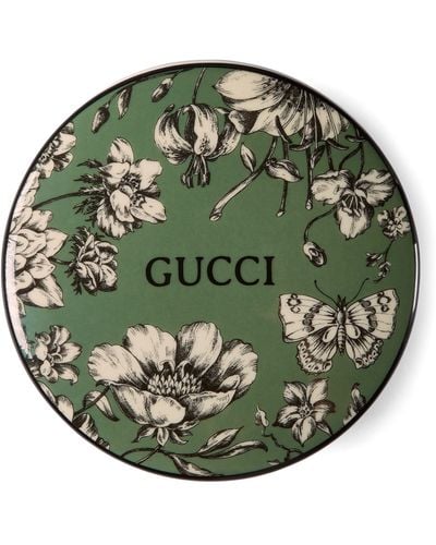 Gucci Flora Sketch Print Round Trinket Box - Green
