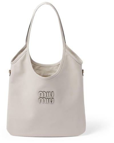 Miu Miu Leather Ivy Tote Bag - Grey