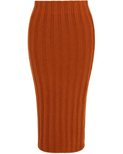Cashmere In Love Ribbed Lenny Midi Skirt - Brown