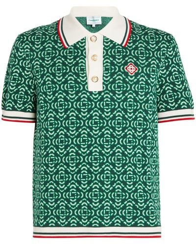 Casablancabrand Cotton Logo Print Polo Shirt - Green