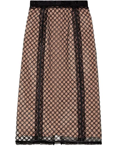 Gucci Gg Supreme Midi Skirt - Brown