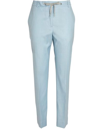 Eleventy Wool-blend Drawstring Trousers - Blue