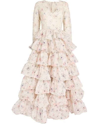 Zimmermann Tiered Ruffled Halliday Gown - Natural
